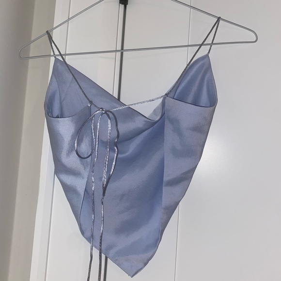 Blue Satin Backless Top - Picture 2 of 2